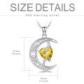 TOUPOP Sterling Silver Citrine Moon Star Pendant Necklace-0-5