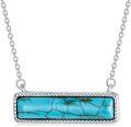 wholesale 925 Sterling Silver Rectangle Turquoise and Larimar Minimalist Bar Pendant Necklace-0-0