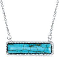 wholesale 925 Sterling Silver Rectangle Turquoise and Larimar Minimalist Bar Pendant Necklace-Turquoise