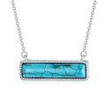 wholesale 925 Sterling Silver Rectangle Turquoise Pendant Necklace-0-0