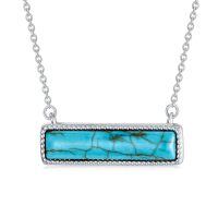wholesale 925 Sterling Silver Rectangle Turquoise Pendant Necklace-Turquoise