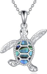 wholesale 925 Sterling Silver Abalone Shell Sea Turtle Pendant Necklace for Women and Men-Abalone Shell Turtle