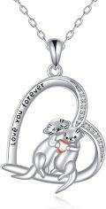 wholesale 925 Sterling Silver Otter Love You Forever Heart Pendant Necklace for Women Girls Gifts-0-0