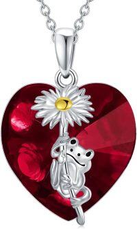 wholesale 925 Sterling Silver Birthstone Crystal Frog Necklace Pendant for Women-A07-July