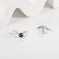 wholesale 925 Sterling Silver Rose & Gun Stud Earrings - Punk Style Jewelry for Women-0-4