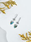 wholesale 925 Sterling Silver Paua Shell Drop Earrings with Lotus Flower Design-0-2