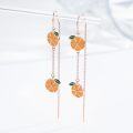 wholesale 925 Sterling Silver Long Chain Orange Slice Drop Earrings for Women Girls  4cm Length-0-1