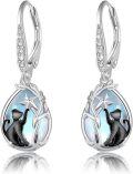wholesale 925 Sterling Silver Cat Moonstone Star Drop Dangle Leverback Earrings for Women Girls-0-0
