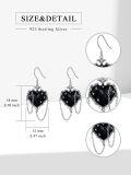 wholesale 925 Sterling Silver Gothic Witch's Heart Black Rose Pendant Drop Earrings Halloween s for Her-0-4