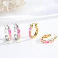 wholesale 925 Sterling Silver Pink Fire Opal Huggie Hoop Earrings for Women-0-1