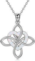 wholesale 925 Sterling Silver Blue Created Opal Celtic Knot Pendant Necklace - 45 cm Chain Length-0-6