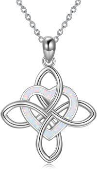 wholesale Sterling Silver Ab Volcanic Crystal Celtic Knot Irish Necklace-White-Celtic Jewelry for Women