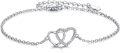 wholesale 925 Sterling Silver Heart Interlock Adjustable Bracelet s for Women and Girls-0-0