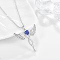 wholesale Sterling Silver Angel Birthstone Necklace with 12 Crystal Gemstones for Women-0-1