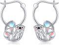 wholesale 925 Sterling Silver Sloth Hoop Earrings with Moonstone and Pink Enamel Accents for Women Girls s-0-0