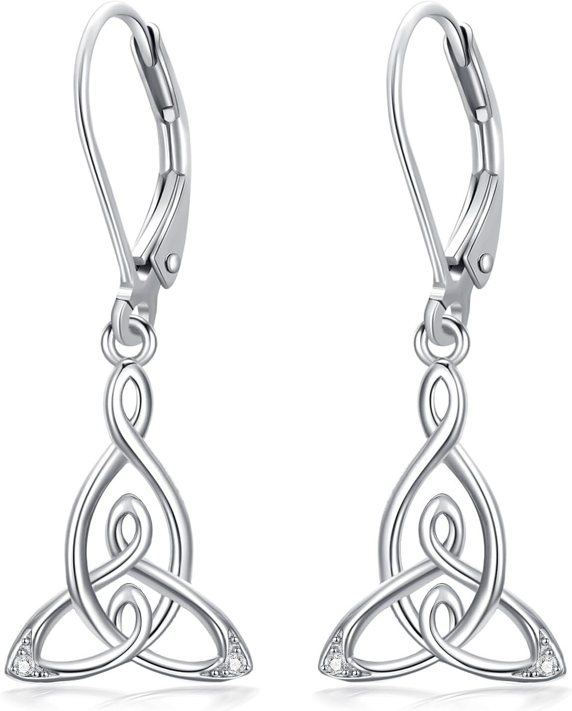 Sterling Silver Snowflake Daisies Sunflower Comedy Tragedy Mask Opera Mask Hummingbird Black Cat Dangle Earrings for Women-Mother Celtic-2