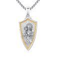wholesale 925 Sterling Silver Jesus Holding Child Shield Pendant Two Tone Gold Beaded Necklace-0-0