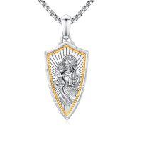wholesale 925 Sterling Silver Jesus Christ Shield Pendant Necklace With Gold Bead Trim-07 Saint Joseph