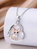 wholesale 925 Sterling Silver I Love You Forever Chihuahua Heart Pendant Necklace for Women Girls Gifts-0-3