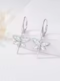 TOUPOP Sterling Silver Opal Phoenix Dragonfly Hummingbird Butterfly Dove Dangle Earrings-0-1