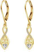 wholesale 14K Gold Infinity & Heart Shape Diamond Drop Earrings with Celtic Knot Design-0-0