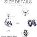 wholesale 925 Sterling Silver Purple Enamel Owl on Moon Pendant Necklace Gifts for Women-0-6