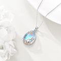 wholesale 925 Sterling Silver Moonstone Cat Pendant Necklace with Flowers and Leaves Design-0-4