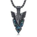 wholesale 925 Sterling Silver Viking Arrowhead Pendant with Mosaic Stone - Nordic Style Necklaces for Men & Women-0-0