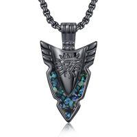 wholesale 925 Sterling Silver Viking Arrowhead Pendant with Mosaic Stone - Nordic Style Necklaces for Men & Women-Arrowhead-Abalone Shell