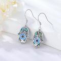 wholesale 925 Sterling Silver Abalone Shell Blue Crystal Evil Eye Hamsa Chakra Drop Earrings Hand of Fatima s for Women Girls-0-2