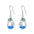 TOUPOP Sterling Silver Blue Opal Ocean Wave Teardrop Earrings-0-0