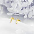 wholesale 14K Gold CZ Stone Cross Stud Earrings for Women Christian  Ideas-0-4