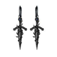 wholesale 925 Sterling Silver Dagger Earrings Wholesale With Blue Eyes-Black Dagger Eye Earrings