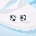 wholesale 925 Sterling Silver Black and White Football Stud Earrings for Sports Enthusiasts-0-2