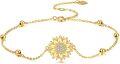 wholesale 14K Gold Sunflower Bracelet with Cubic Zirconia - Gift for Her-0-0