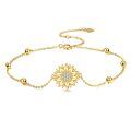 wholesale 14k Gold Sunflower Zircon Beaded Ball Chain Bracelet For Women-0-0