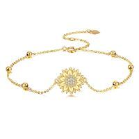 wholesale 14k Gold Sunflower Bracelet With Crystal Center-Sunflower Bracelet - Bead
