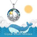 wholesale TOUPOP Whale Waves Necklace Sterling Silver Crystal Jewelry Sea Animal Jewelry Ocean Whale Necklace Anniversary Christmas Birthday Gifts For Women Mom Grandma -0-5