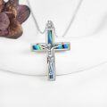 wholesale 925 Sterling Silver Rainbow Abalone Shell Inlay Crucifix Pendant Necklace for Men & Women-0-3