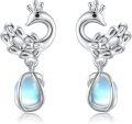 wholesale 925 Sterling Silver Moonstone Peacock Drop Earrings for Women-0-0