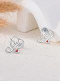 wholesale 925 Sterling Silver Heartbeat Red Crystal Stud Earrings Medical Gift for Nurses-0-3
