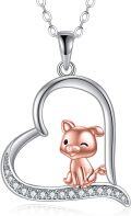 wholesale 925 Sterling Silver Heart-Shaped Pendant with Pink Pig Charm - Cute  for Women and Girls-0-0