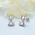 wholesale 925 Sterling Silver Dinosaur Stud Earrings with Sunflower Accents-0-4