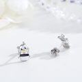 wholesale 925 Sterling Silver Cat Stud Earrings with Moon Heart for Women-0-1