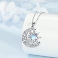 wholesale 925 Sterling Silver Sun & Moon Pendant with Blue and White Opals Labradorite and Moonstone - Perfect Gift for Teenage Girls-0-2