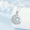wholesale 925 Sterling Silver Sun & Moon Pendant with Blue and White Opals Labradorite and Moonstone - Perfect Gift for Teenage Girls-0-2