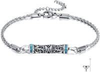 wholesale 925 Sterling Silver Turquoise Butterfly Memorial Bracelet with Funnel and Fill Tool for Ashes or Jewelry Storage - 7 Adjustable Chain Length-Turquoise Butterfly Urn