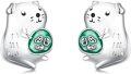wholesale 925 Sterling Silver Green Agate Guinea Pig Stud Earrings Hypoallergenic-0-0