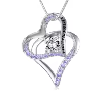 TOUPOP Sterling Silver Zirconia Heart Pendant Necklace-undefined