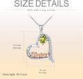 wholesale Sister Gifts Birthstone Necklaces 925 Sterling Silver Heart Birthstone Necklace Sister Jewelry Birthday Christmas Gifts For Women Friend Daughter -0-5